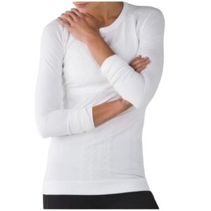 Lululemon Cable Knit Pattern Swiftly Tech Long Sleeve White